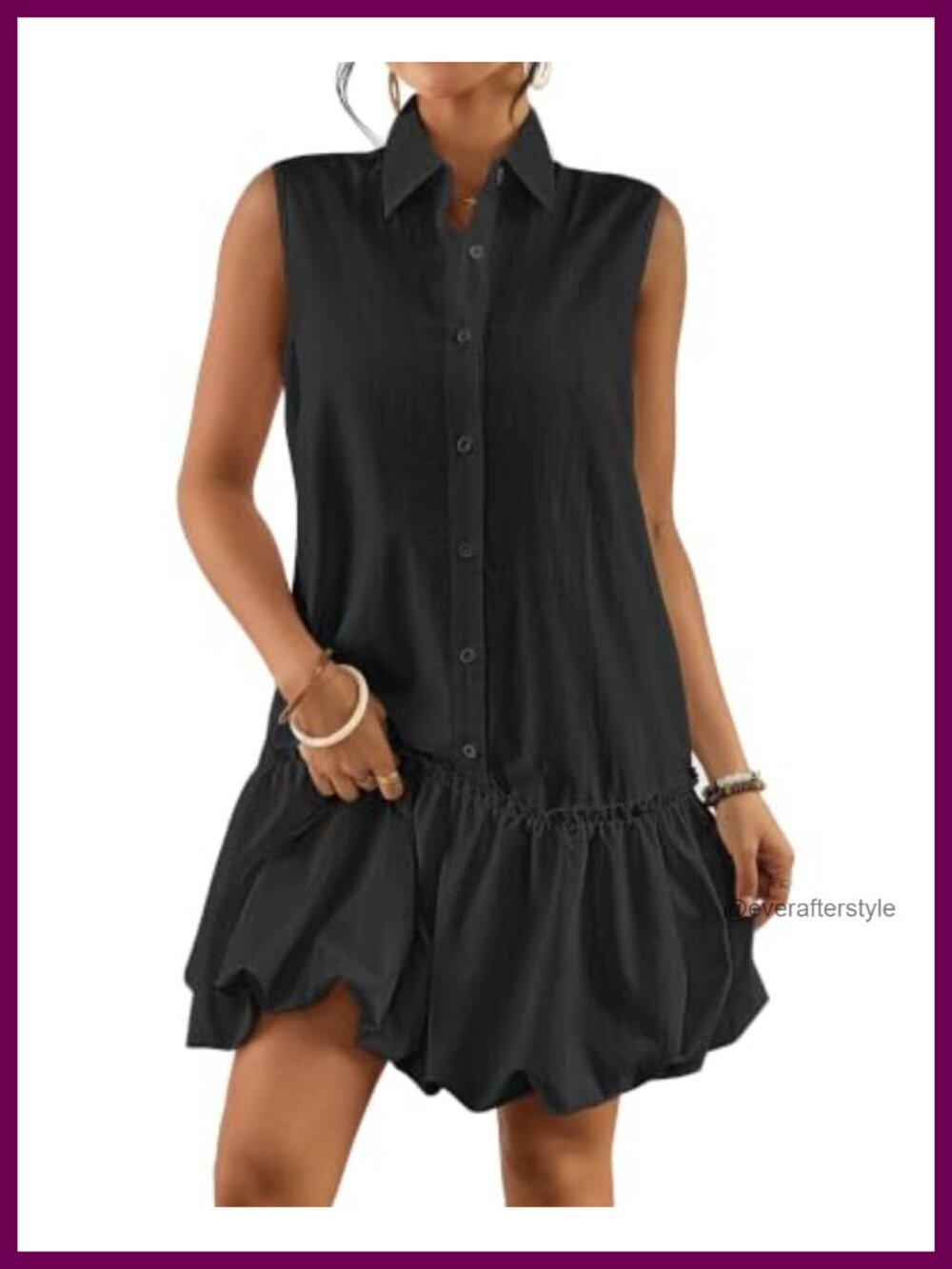 Women's Linen Blend Bubble Hem Mini Dress Sleeveless Button Down Casual Summer